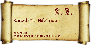 Kaszás Nándor névjegykártya